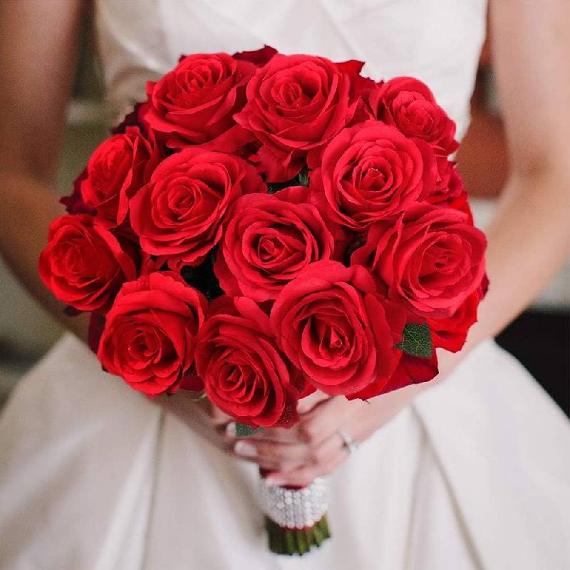 Red Roses Artificial Silk Flowers Fake Roses With Long Stems - Temu